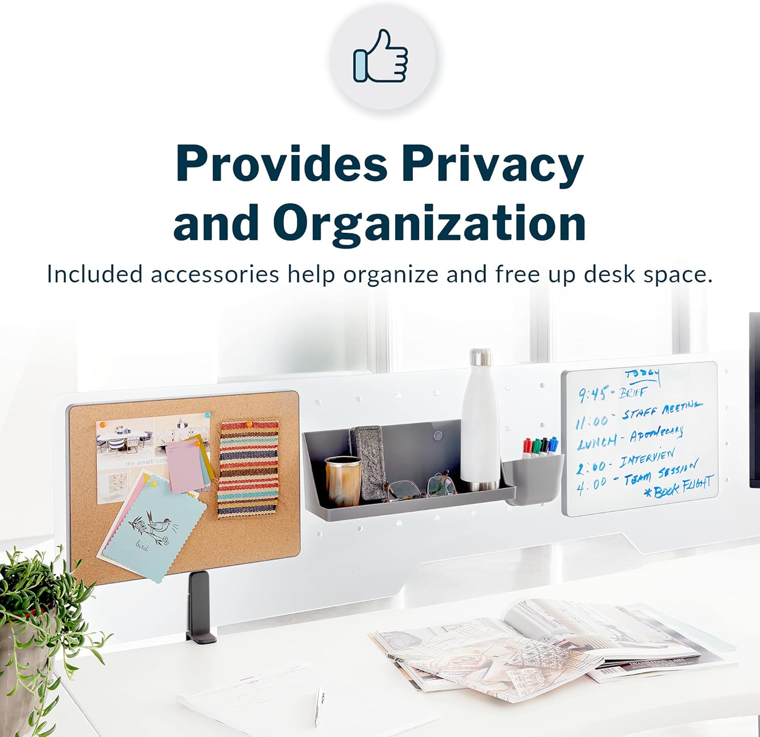 Vari Acrylic Accessory Panel 60 - Frosted Privacy Divider with Included Accessories - Easily Clamp to Desk or Table - Commercial-Grade Office Furniture