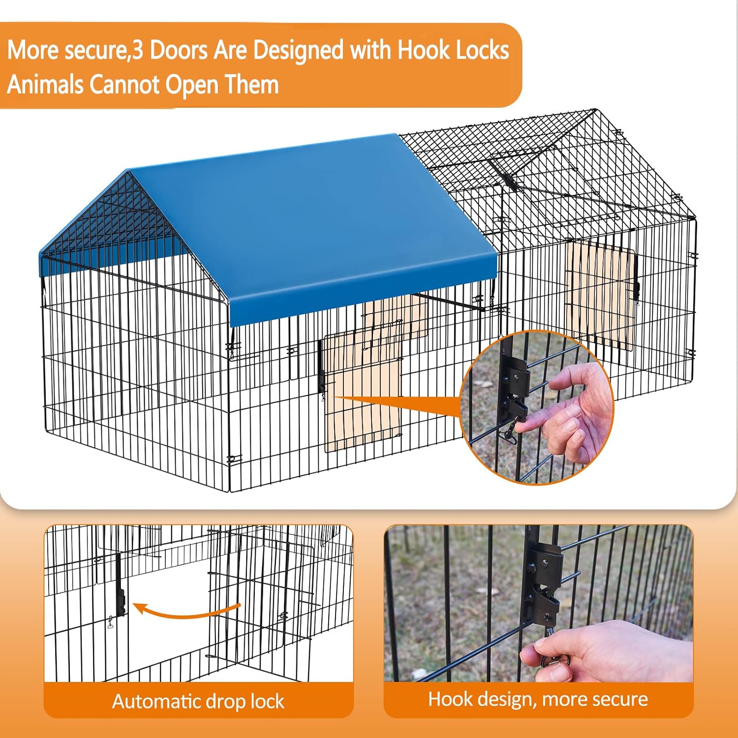 Metal Chicken Coop 86"×40"×39" Chicken Runs for Yard with Cover Chicken Playpen Enclosure Chicken Pen Kennel Duck CoopCage for Outdoor Backyard Farm Rabbit Small Animal Dog Poultry Cat Hutch