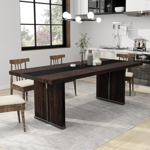 STHOUYN 71" Farmhouse Dining Kichen Table for 6 8, Rectangle Large Wood Dining Room Table, Rustic Long Dinner Table, Conference Table (Brown)