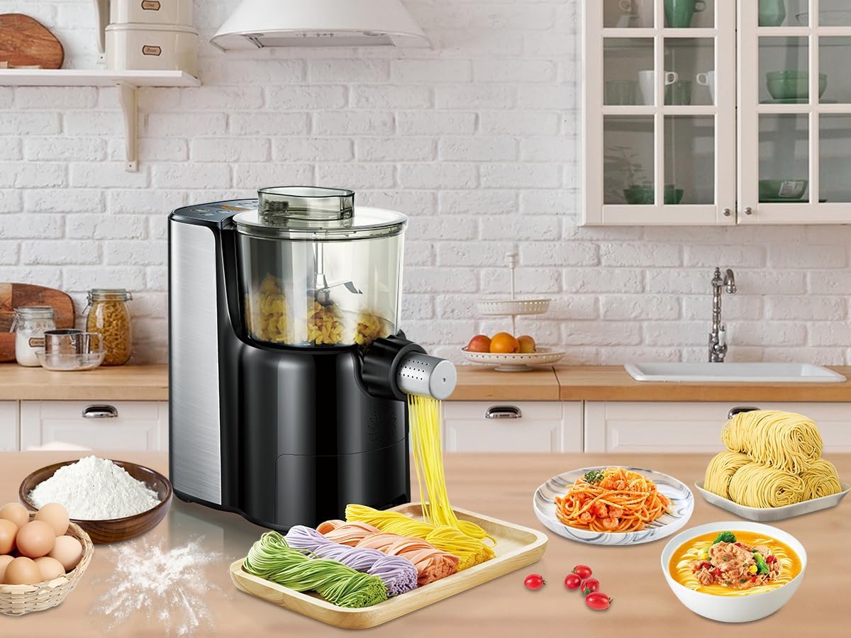Electric Pasta Maker, Automatic Noodle Machine for Making 9 Shapes Pasta at Home, Easy to Use Pasta Making Machine for Spaghetti Enthusiast