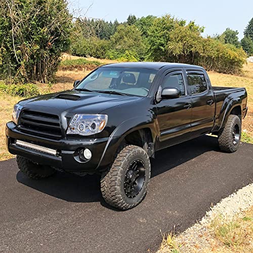 SPEC-D TUNING LED Halo Chrome Housing Clear Lens Projector Headlights Lamps Compatible with 2005-2011 Toyota Tacoma, Left + Right Pair Headlamps Assembly