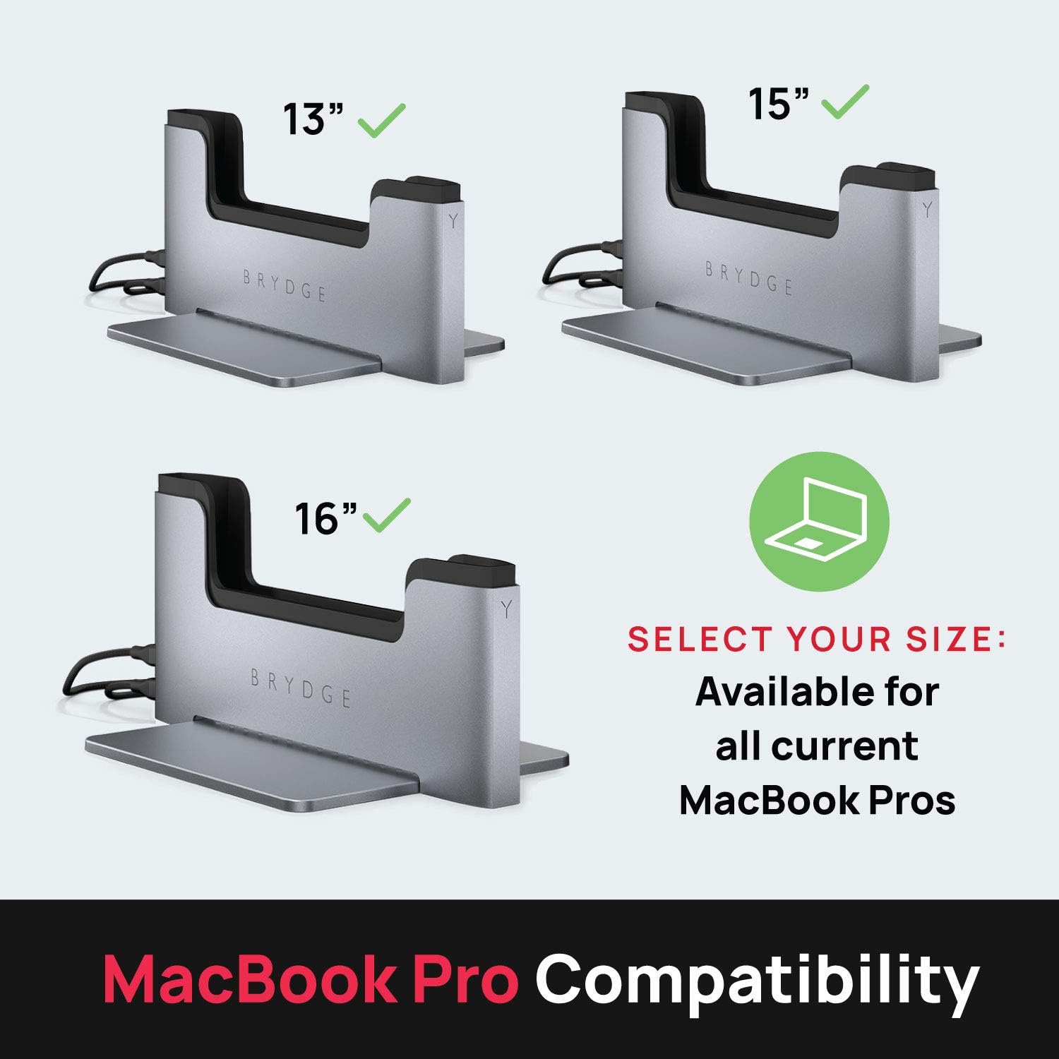 Brydge Vertical Docking Station Compatible with 13-inch MacBook Pro with Touch Bar (2020-2016), 2 x Thunderbolt™ 3 Ports