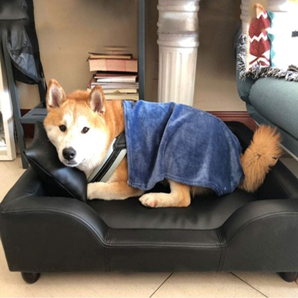 Dog Bed Waterproof and Dirt-Resistant Pet Bed High-Grade PU Leather Fashionable Pet Furniture Solid Wood Cat Bed Suitable for Cats Dogs Indoor
