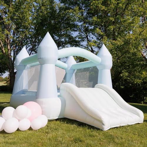 Bounceland Bouncy Castle Daydreamer Mist Bounce House, Pastel Bouncer with Slide, 12 ft L x 9 ft W x 7 ft H, UL Blower Included, Trendy Bouncer for Kids, Indoor and Outdoor Use
