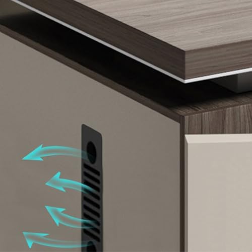 L Shaped Desk with Power Outlet and Drawer Cabinet, Executive Computer Desk with Storage Cabinet, Business Furniture Large Work Study Writing Gaming L Shape Desk for Home Office