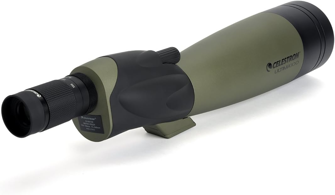Celestron – Ultima 100 Angled Spotting Scope – 22 to 66x100mm Zoom Eyepiece – Multi-Coated Optics for Bird Watching, Wildlife, Scenery and Hunting – Waterproof & Fogproof– Includes Soft Carrying Case
