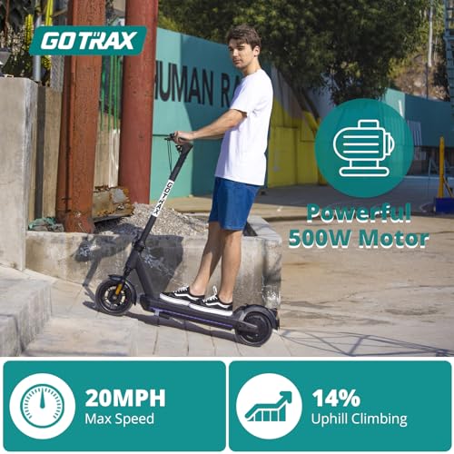 Gotrax Electric Scooter for Adults, 500W Motor 10" Solid Tire, Max 28-42 Miles Range 20Mph Top Speed, with Electric Code Lock Long Battery Life, Foldable Commuting Electric Scooter UL2272 Certificated