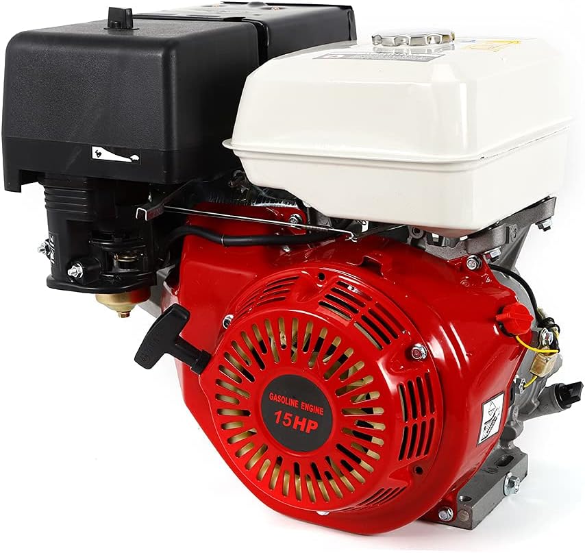420CC Gas Engine, 15 HP Gasoline Motor Engine 4 Stroke Recoil Start Replacement Engine OHV Pull Start Garden Tool Gas Motor (Red)