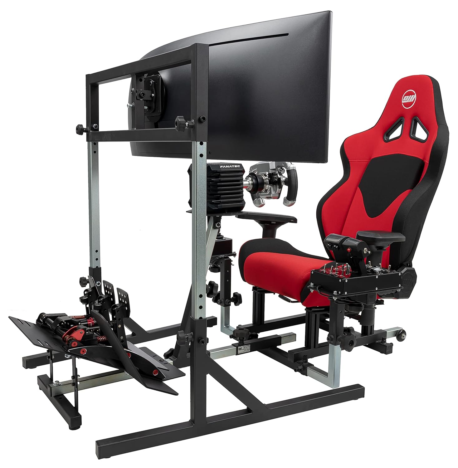 SimFab Triple Monitor Stand for Racing and Flight Simulators Model LD | Up to 100x100mm VESA Mount or M4/M5 Hardware (Triple Monitor Stand, Light Duty Mount Brackets)