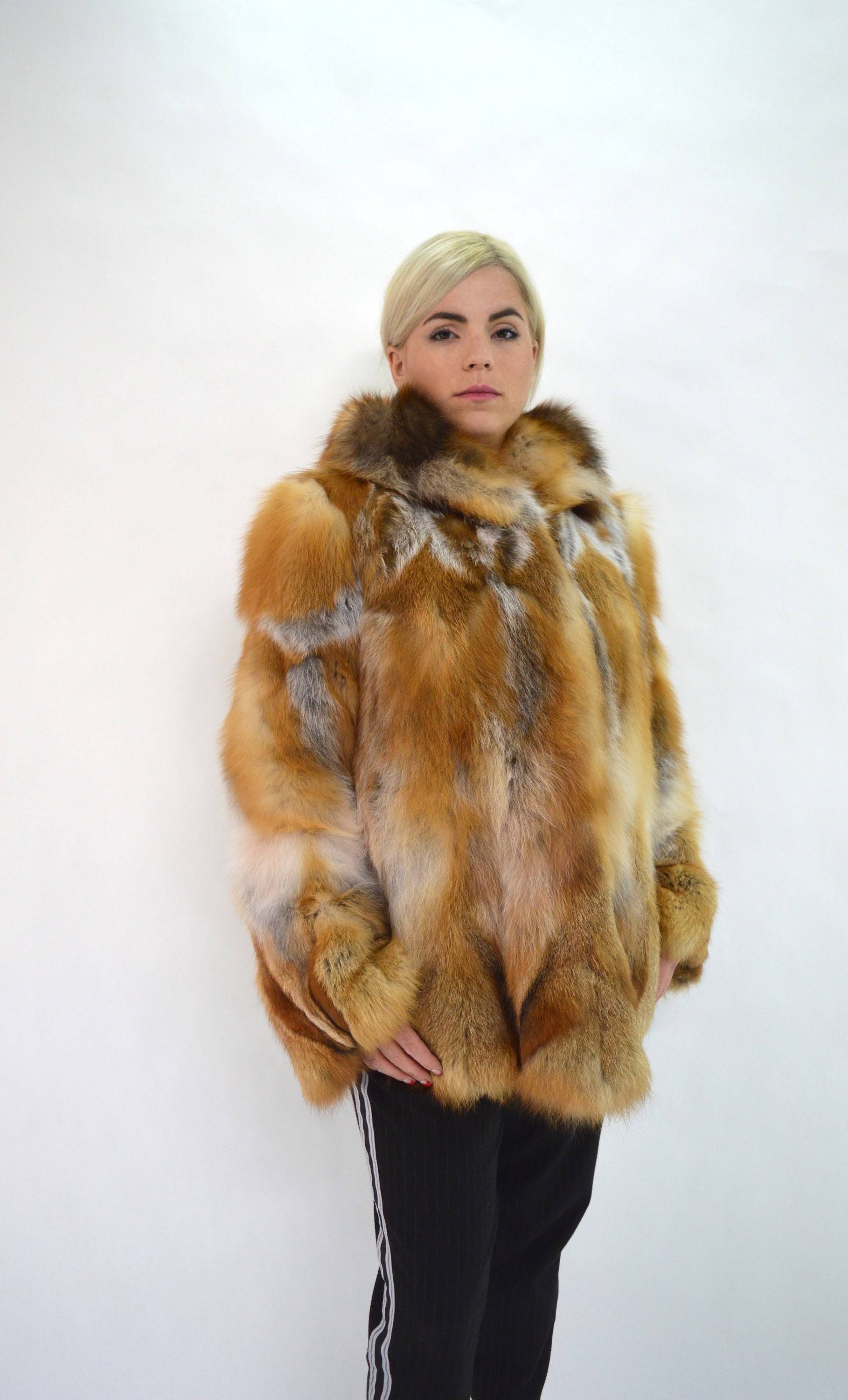 Real Fox Fur Coat, Canadian Red Fox Fur Hooded Coat. Genuine Fox Fur Jacket. Fox Fur Coat, Fur Cape, Fur Stroller, Red Fox Fur c