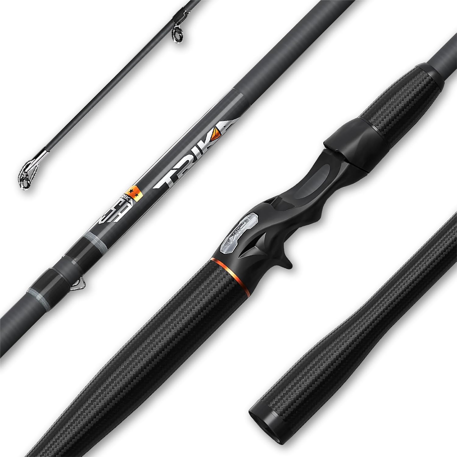 TRIKA 6X Spinning/Casting Carbon Rod Carbon Weave Rod for Extra Sensitive Vibration | Longer Casting | Lightweight Freshwater Fishing Pole