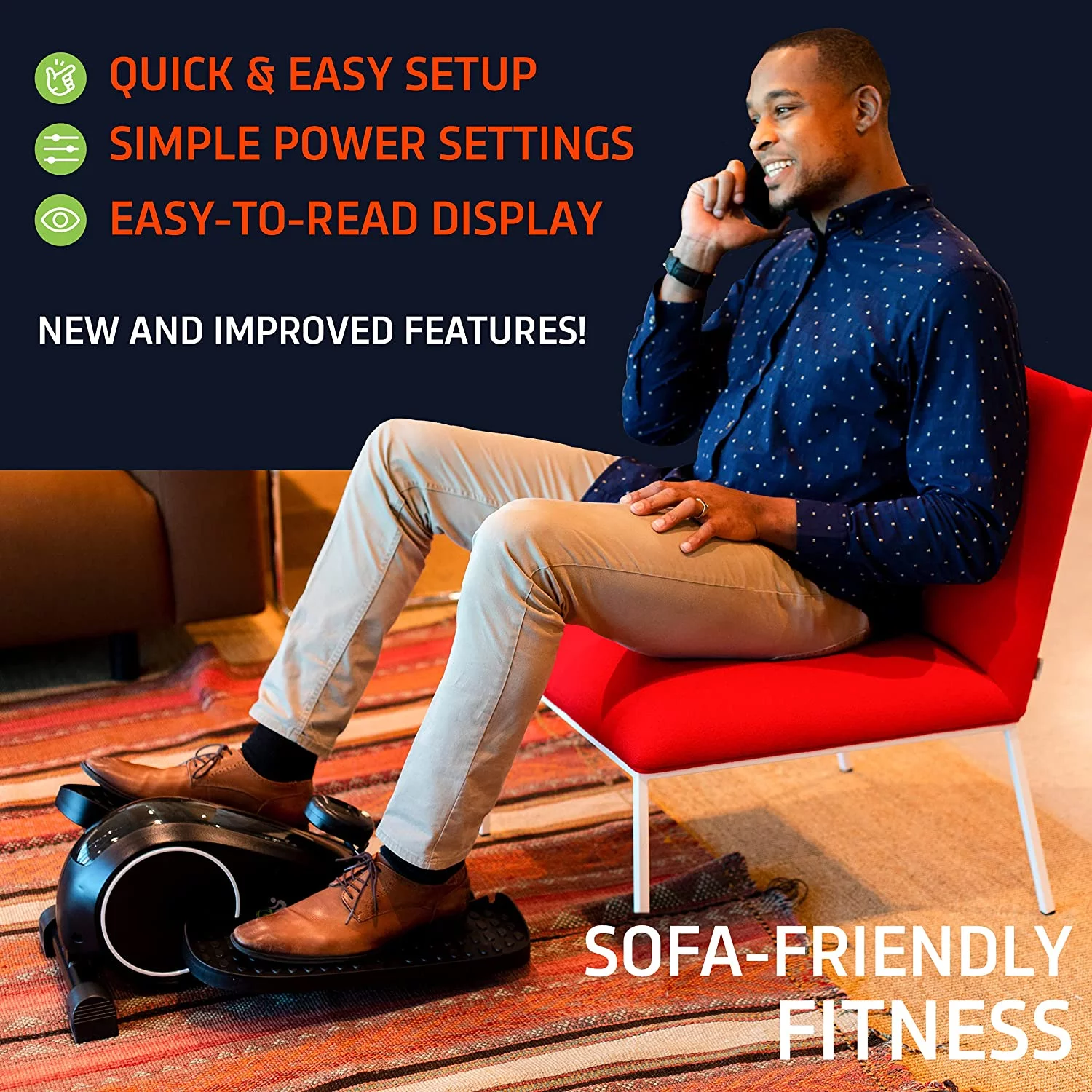 DeskCycle Ellipse Under Desk Elliptical Machine - Get Fit While You Work with Our Compact Mini Seated Elliptical Machine - Burn Calories, Boost Energy, Tone Muscles, and Increase Productivity, Black