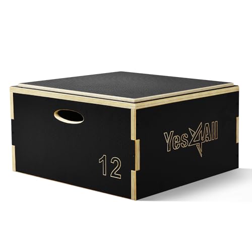 Yes4All Stackable Wood Plyometric Box for Jump Training, Jump Boxes for Home Gym Exercise, Fitness and Conditioning