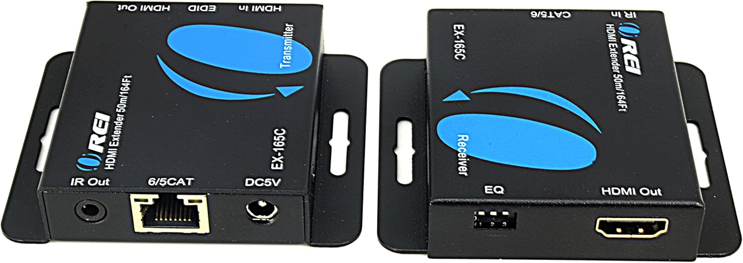 HDMI Extender Over LAN by Orei Single CAT6A/Cat7 Cable 1080P @ 60Hz with IR - Up to 160 ft - Loop Out Function - Digital Full HD