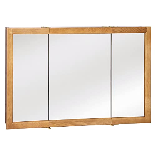 Design House 530576-NOK Richland Medicine Durable Nutmeg Oak Assembled Frame Bathroom Wall Cabinet w/Mirrored Doors, 36"