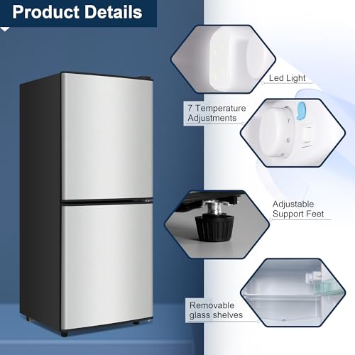 Small Refrigerator with Freezer, 4.1 Cu. Ft. Compact Mini Refrigerator with Freezer for Apartment, Dorm, Office, Family, Basement, Garage, Low Noise Defrost Storage