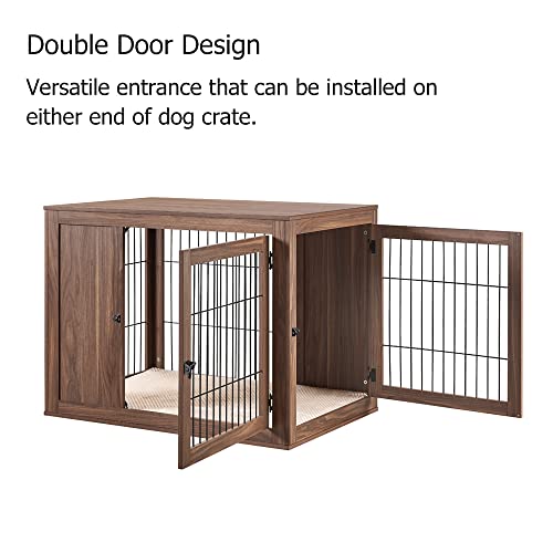 unipaws Furniture Style Dog Crate for Small Dogs, Cats, Min Pigs, Rabbit, Indoor Aesthetic Puppy Kennel, Modern Decorative Wood Wire Pet House Dog Cage, Pretty Cute End Side Table Nightstand, Grey