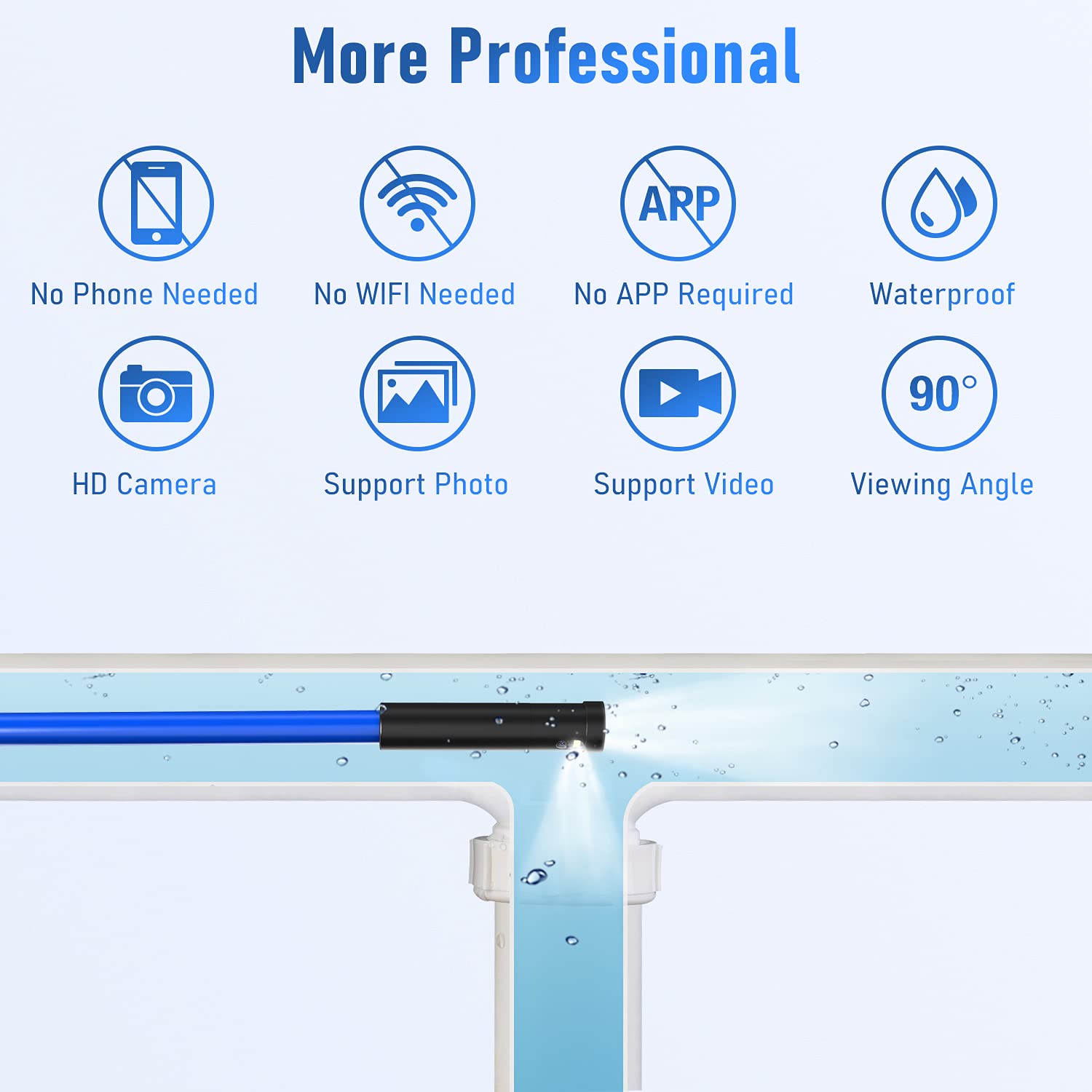 33FT Dual Lens Industrial Endoscope Camera Snake, Oiiwak 1080P Borescope Inspection Camera with 7 LED Lights 4.3 IPS Screen IP68 Waterproof Sewer Camera Probe for Air Duct Pipe Line Drain Plumbing