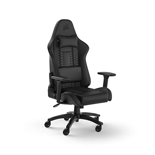 Corsair TC100 Relaxed Gaming Chair - Fabric - Racing-Inspired Design - Lumbar Pillow - Detachable Memory Foam Neck Pillow - Adjustable Seat Height - Adjustable Armrests - Gray and Black