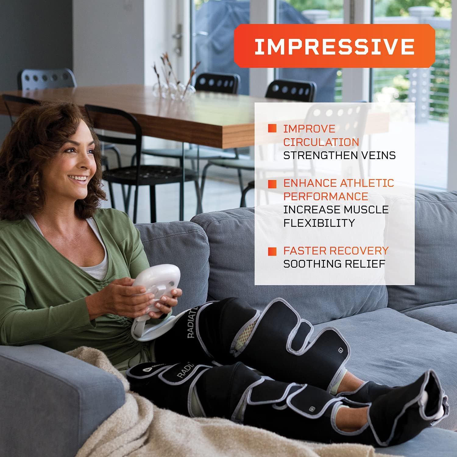 Lifepro Radiate Plus Thigh, 3 Massage Modes - Calf and Foot Massager Machine Extra Wide - Leg Compression Massager - Heated Knee Pain Relief, Poor Circulation, Vein Support - Remote Control