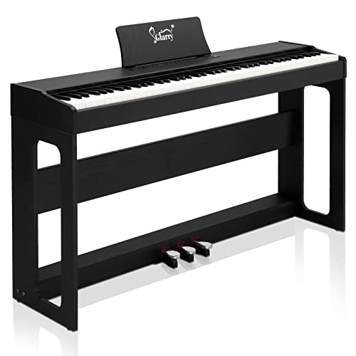 GLARRY Digital Piano 88-Key Home Full Weighted Hammer Heavy Action Digital Piano for All Experience Levels, Beginer, Portable Electric Keyboards Piano, Triple Pedals (Black)