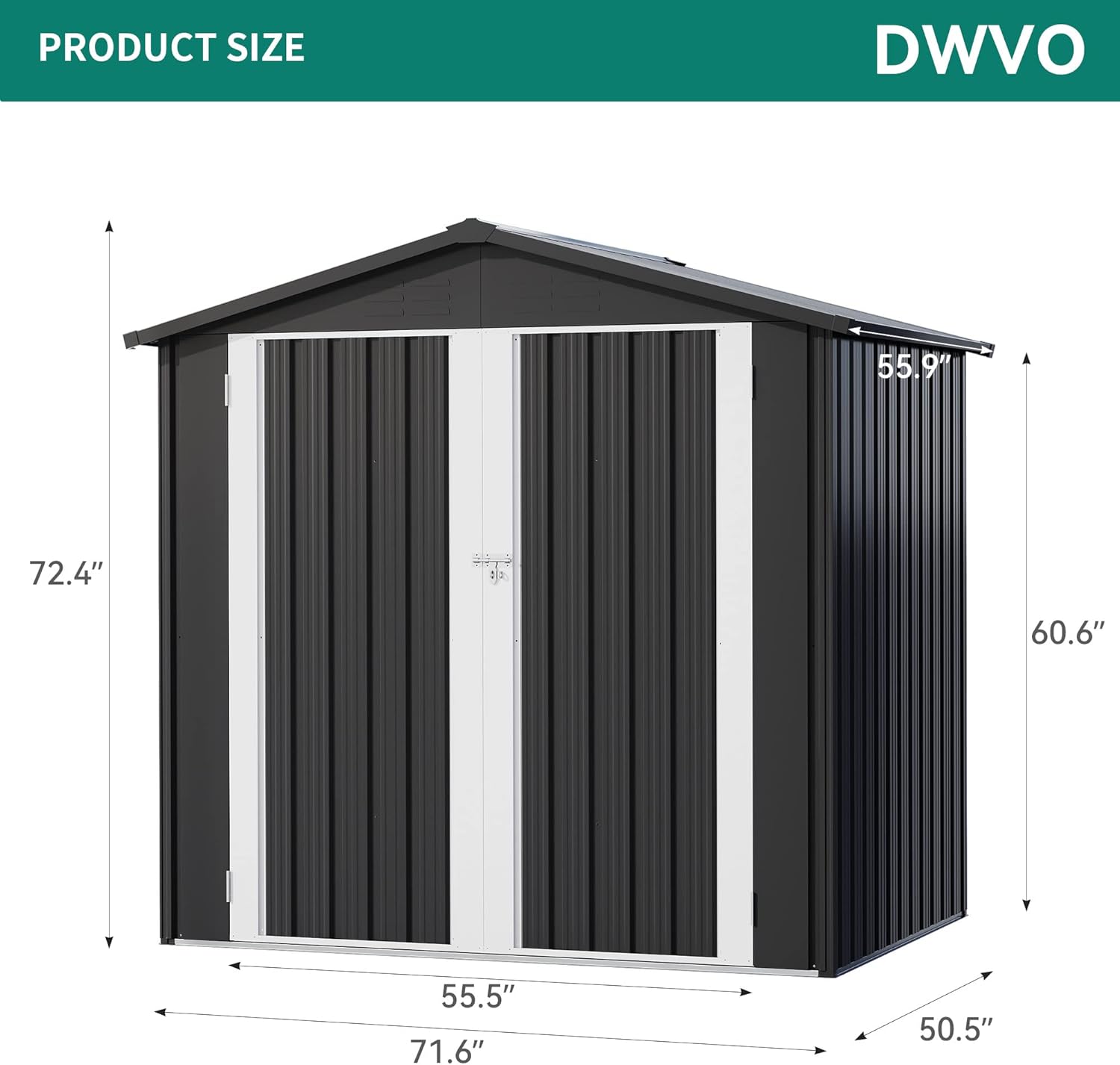 DWVO 6 x 4FT Outdoor Storage Shed, Large Metal Tool Sheds, Heavy Duty Storage House with Lockable Doors & Air Vent for Backyard Patio Lawn to Store Bike, Tool, Lawnmower, Waterproof, Black
