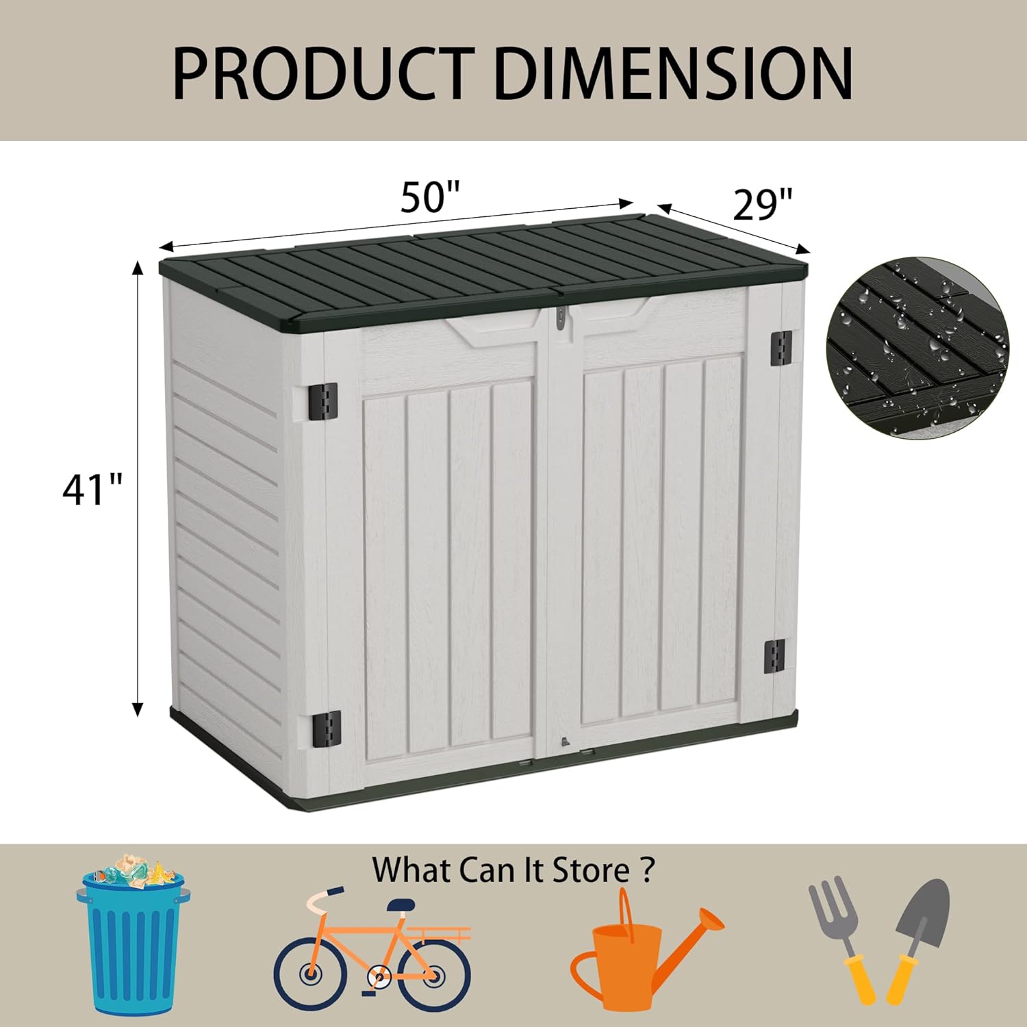 Greesum Outdoor Storage Shed 4 x 2 ft. Utility Tool Shed Resin Storage Garden Shed with Door & Lock for Patio Storage, White