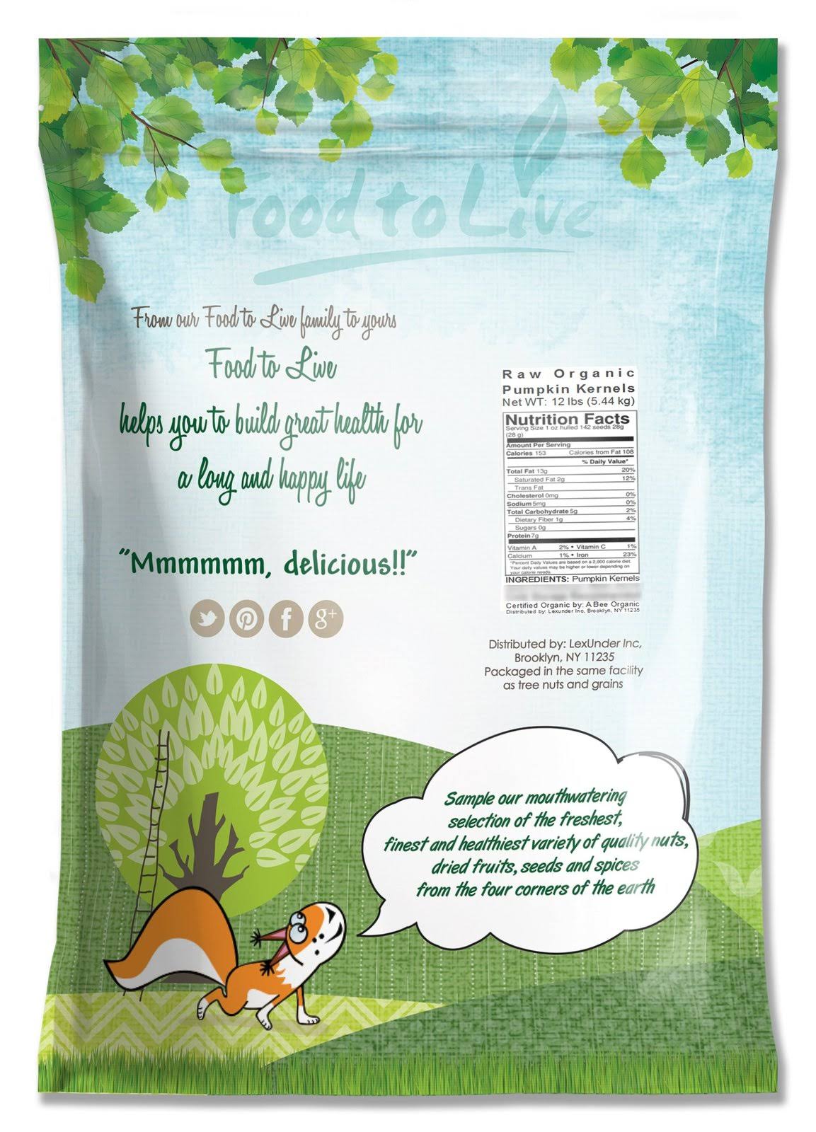 Organic Pepitas / Pumpkin Seeds by Food to Live (Raw, No Shell, Kosher) 12 Pounds