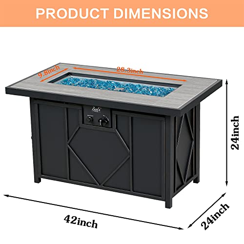 BALI OUTDOORS 50000 BTU Propane Fire Pit with Lid, 28 inch Fire Pit Table Outdoor, Black Firepits for Outside Backyard, Patio