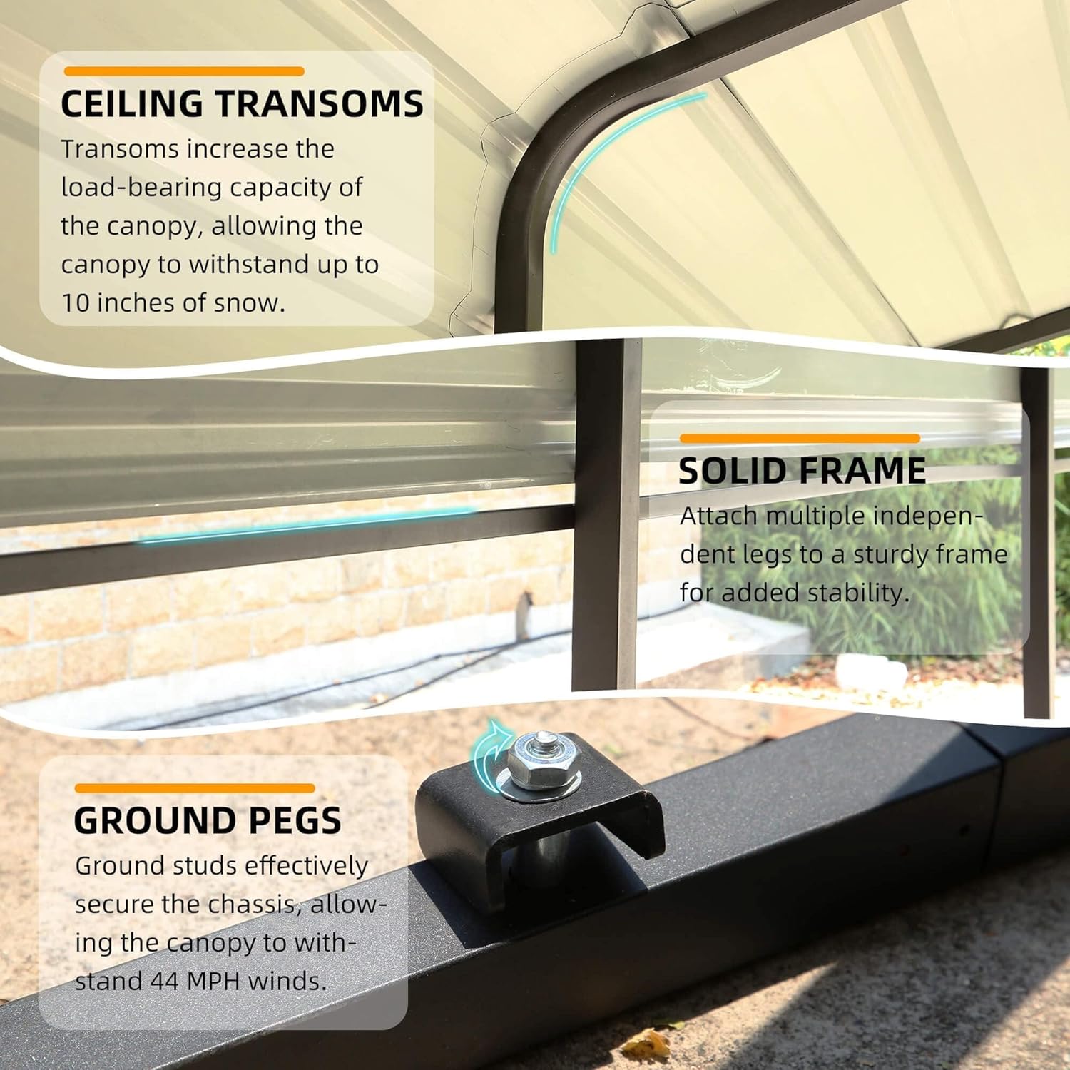 12'x20' Heavy Duty Metal Carport, Multi-Purpose Car Shelter with Galvanized Steel Roof, Upgraded Extra Large Garage for 2 Car, Boats and Tractors