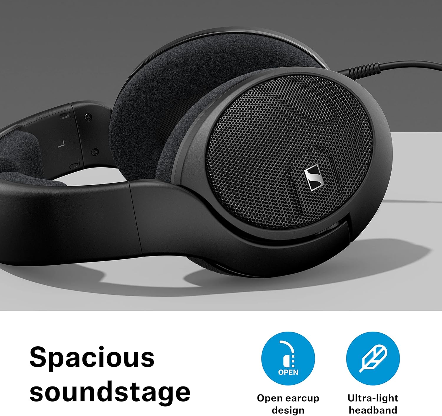 Sennheiser HD 560 S Over-The-Ear Audiophile Headphones - Neutral Frequency Response, E.A.R. Technology for Wide Sound Field, Open-Back Earcups, Detachable Cable, (Black) (HD 560S)