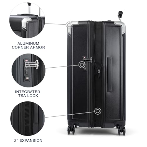 Travelpro Platinum Elite Hardside Expandable Checked Luggage, 8 Wheel Spinner, TSA Lock, Hard Shell Polycarbonate Suitcase, True Navy Blue, Checked Large 28-Inch