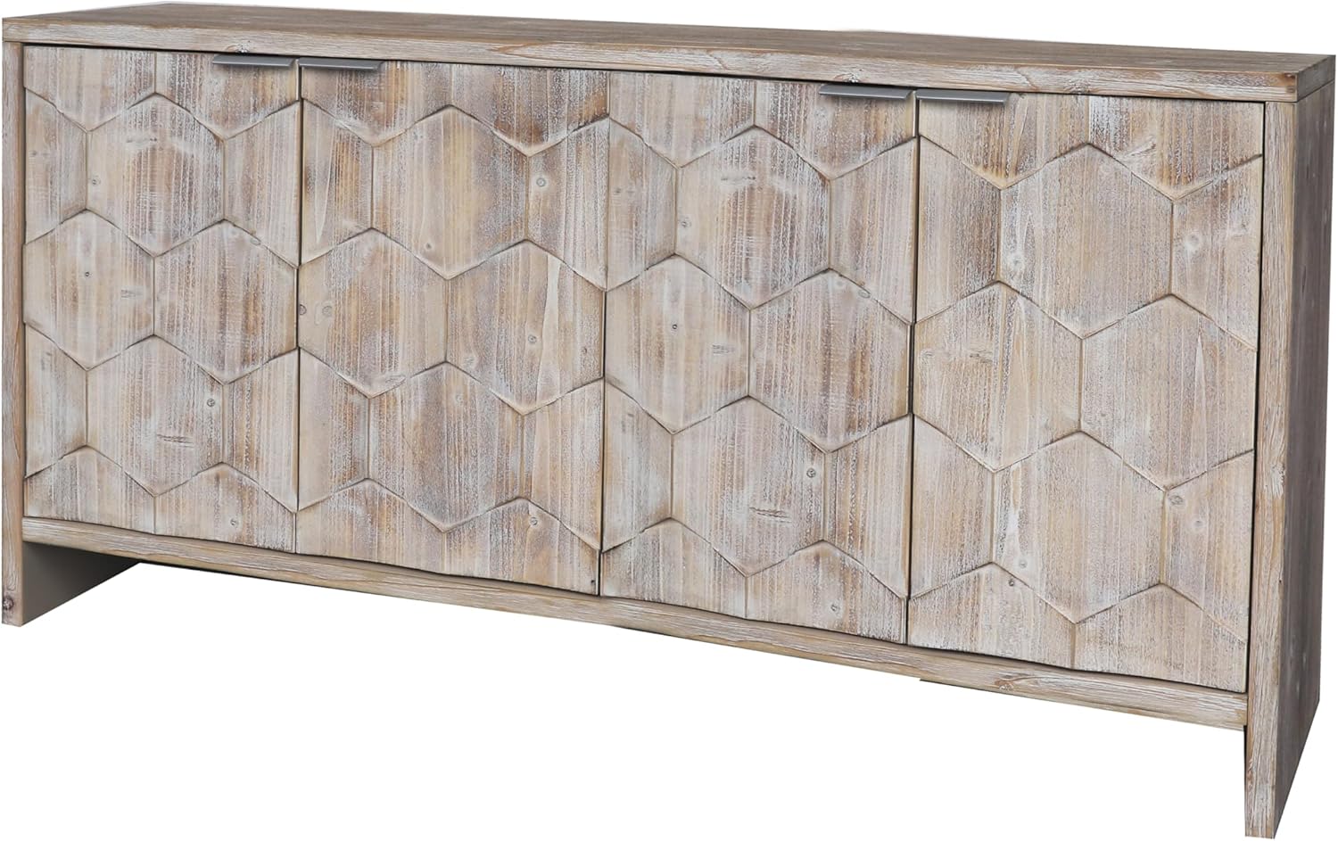 Accent Cabinet Farmhouse Style 4 Door Wooden Cabinet Sideboard Buffet Server Cabinet Storage Cabinet, for Living Room, Entryway, Hallway, Office, Kitchen and Dining Room, Natural Wood Wash