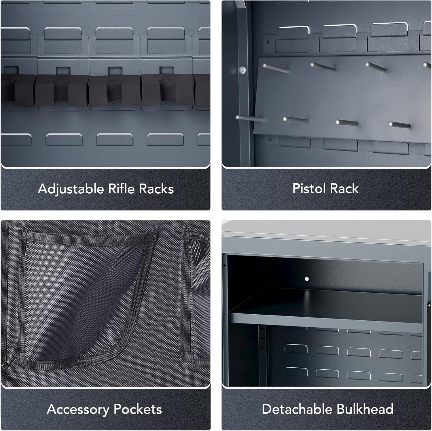 HIRAM Large Gun Safe for Home Rifle and Pistols, Biometric Gun Safe Cabinet with Fingerprint Keypad Locks Adjustable Racks Shelf Alarm, Assemble Case for 6 Long Guns 12 Handguns Shotguns, 56*20*15 In