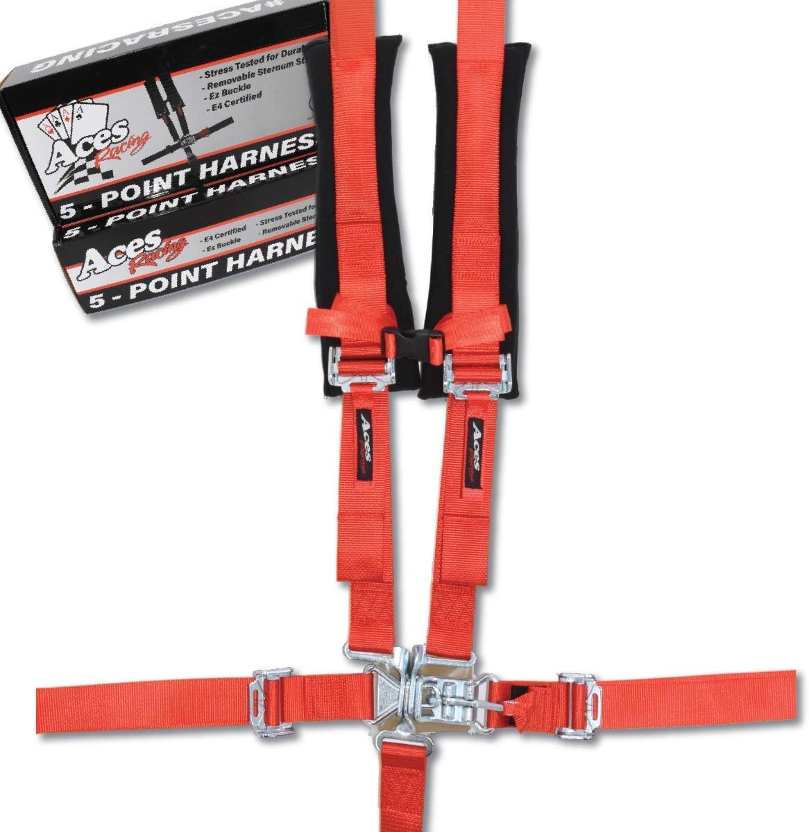 Aces Racing 5 Point Harness with 2 Inch Padding E4 Certified (Silver) Pack of 2
