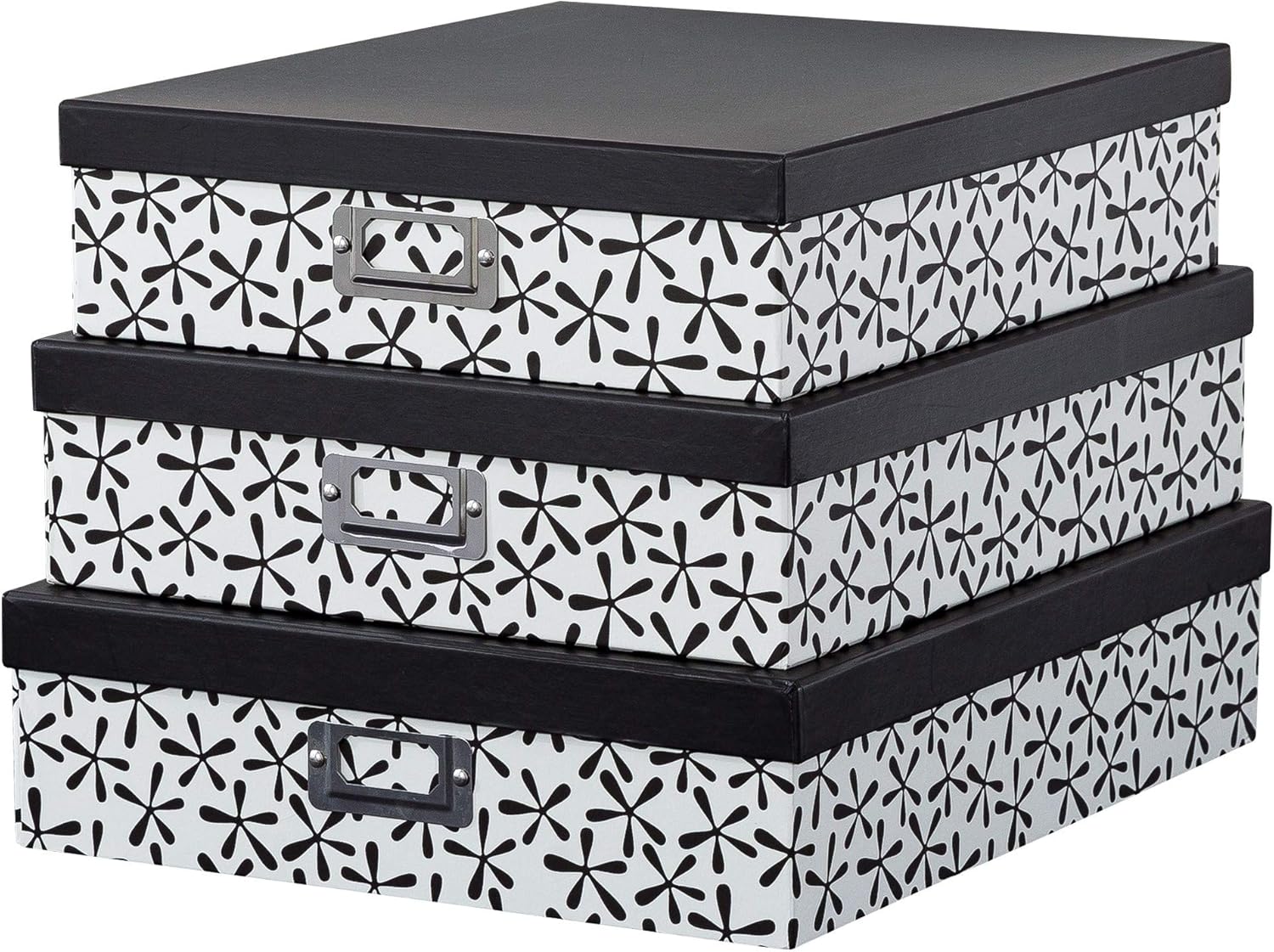 Soul & Lane Decorative Storage Cardboard Boxes with Lids | Floral Dance - Set of 3 | Paperboard Nesting Boxes for Organizing Pack of 2