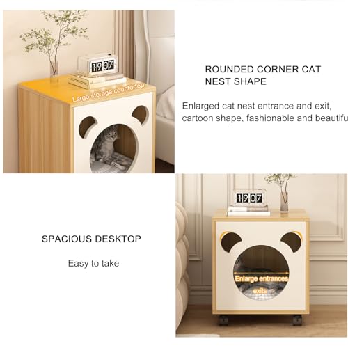 Night Stand with Drawers Cat House Side Table Cat Bed for Indoor Cats Nightstand for Living Room and Bedroom Decoration Living Room Bedroom Bed Side Table Fashion Furniture A