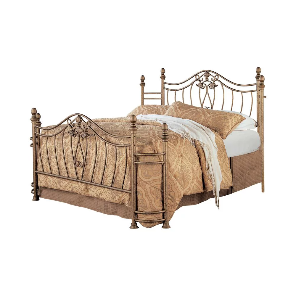 Coaster Sydney Queen Bed Antique Brushed Gold-Finish:Antique Brushed Gold,Size:Queen,Style:Traditional