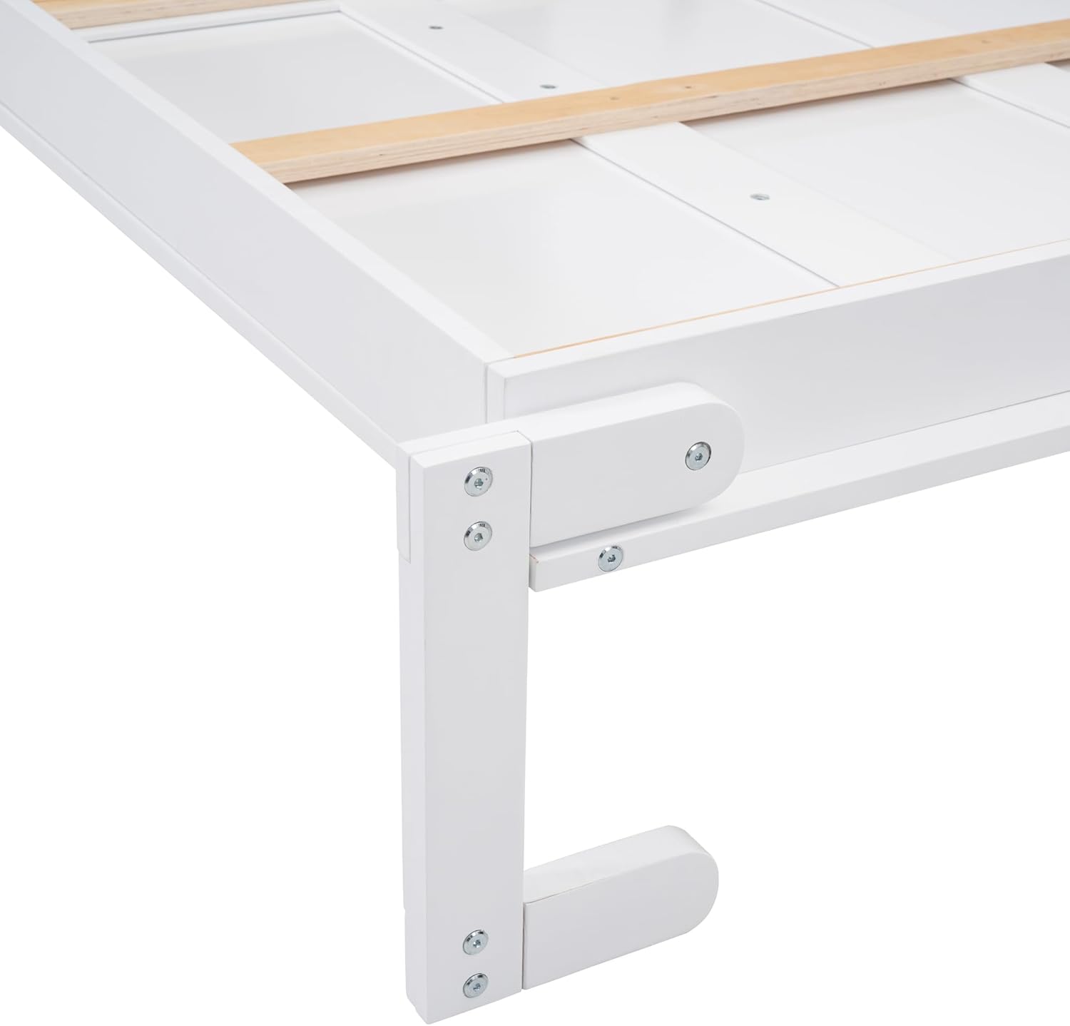 Queen Size Murphy Bed Wall Bed, Solid Wood Platform Bed with Wooden Support Slats, Versatile Murphy Cabinet Bed for Guest Room Home Office Small Room (White + Plywood+Queen)
