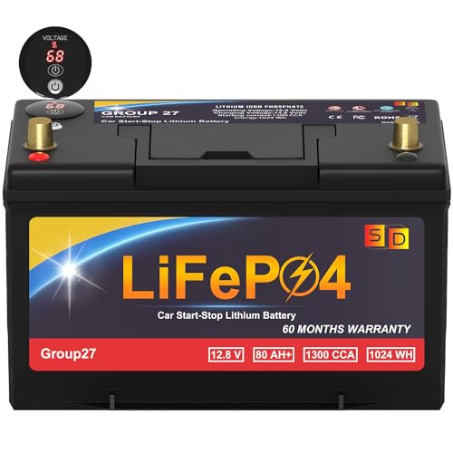 Lithium Car Battery Start and Stop, 12.8V 576WH Group 47 LiFePO4 Automotive Battery For Car, Starter Battery Plus Deep Cycle Performance, 36 Months Warranty