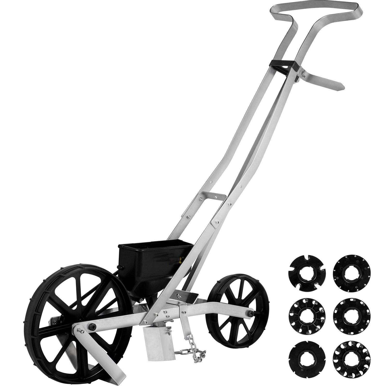 Premium Garden Seeder Row Seed Planter W/ 6 Seed Plates Lawn Spreader