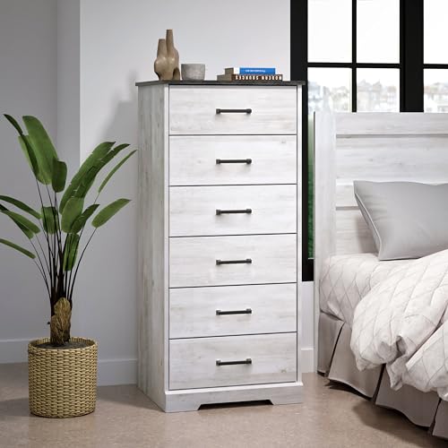 Prepac Sonoma 6 Drawer Dresser for Bedroom, Tall Chest of Drawers, Bedroom Furniture, Clothes Storage and Organizer, 19" D x 23.25" W x 52.75" H, Black