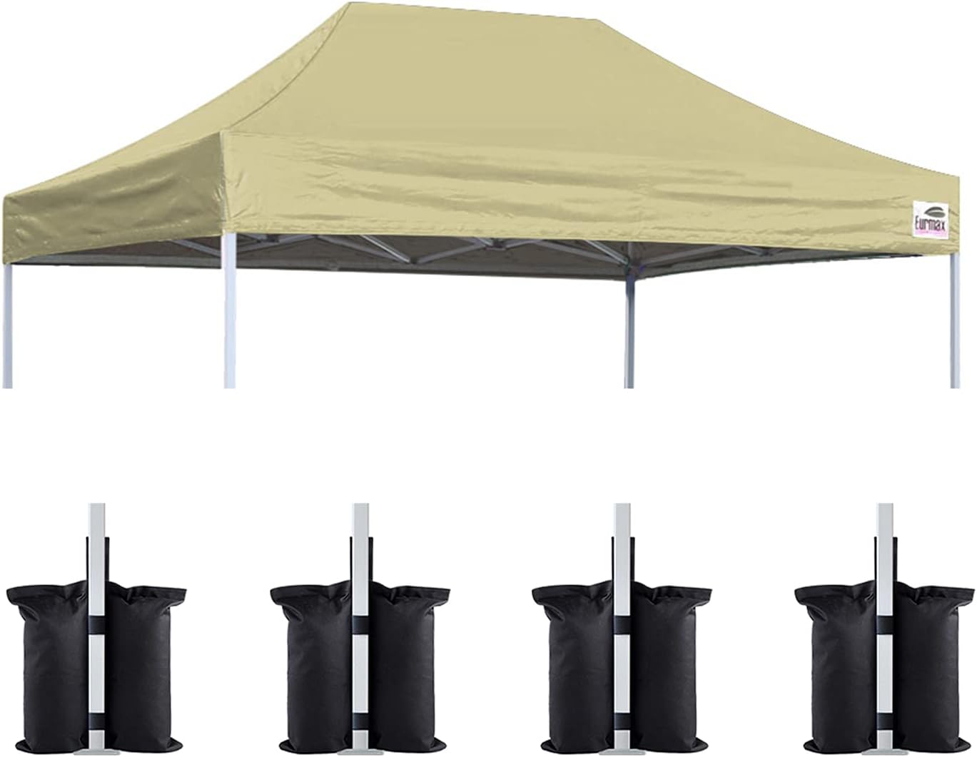 Eurmax 10x20 Pop Up Canopy Replacement Canopy Tent Top Cover, Instant Ez Canopy Top Cover ONLY, Choose 30 Colors,Bonus 4PC Pack Canopy Weight Bag (White)