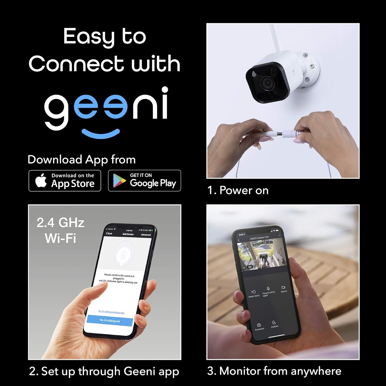 Geeni HD Hawk 3 1080p Outdoor Security Camera, IP66 Weatherproof WiFi Surveillance with Night Vision and Motion Detection, Compatible with Alexa and Google Assistant, No Hub Required, 2 Pack