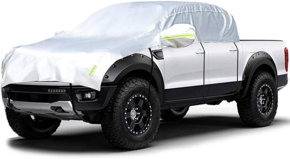 Konnfeir Half Car Cover with Cotton All Weather Car Body Covers Outdoor Indoor for All Season Waterproof Windproof Dustproof Snowproof Universal Car Half Cover (Fit Hatchback Length 158'' to 173'')