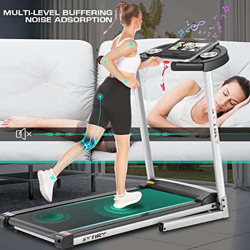 SYTIRY Treadmills for Home with TV Screen and WiFi,Smart Folding Treadmill Machine,3D Virtual Sports Scene,HiFi Speakers,Popular APP for Social Networking, Video, and Search,Walking Treadmill