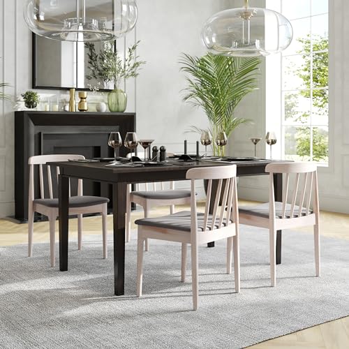 Flash Furniture Chester Commercial Grade Solid Dining Chair with Slatted Backrest, Set of 1, Black Vinyl Seat/Black Wood Frame