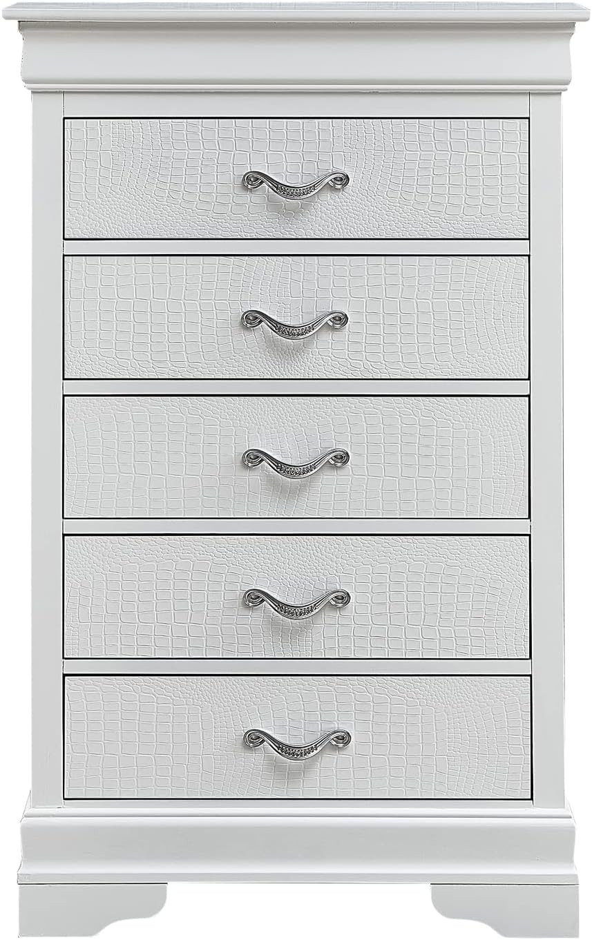 Glory Furniture Lorana 5 Drawer Chest in Pearl White