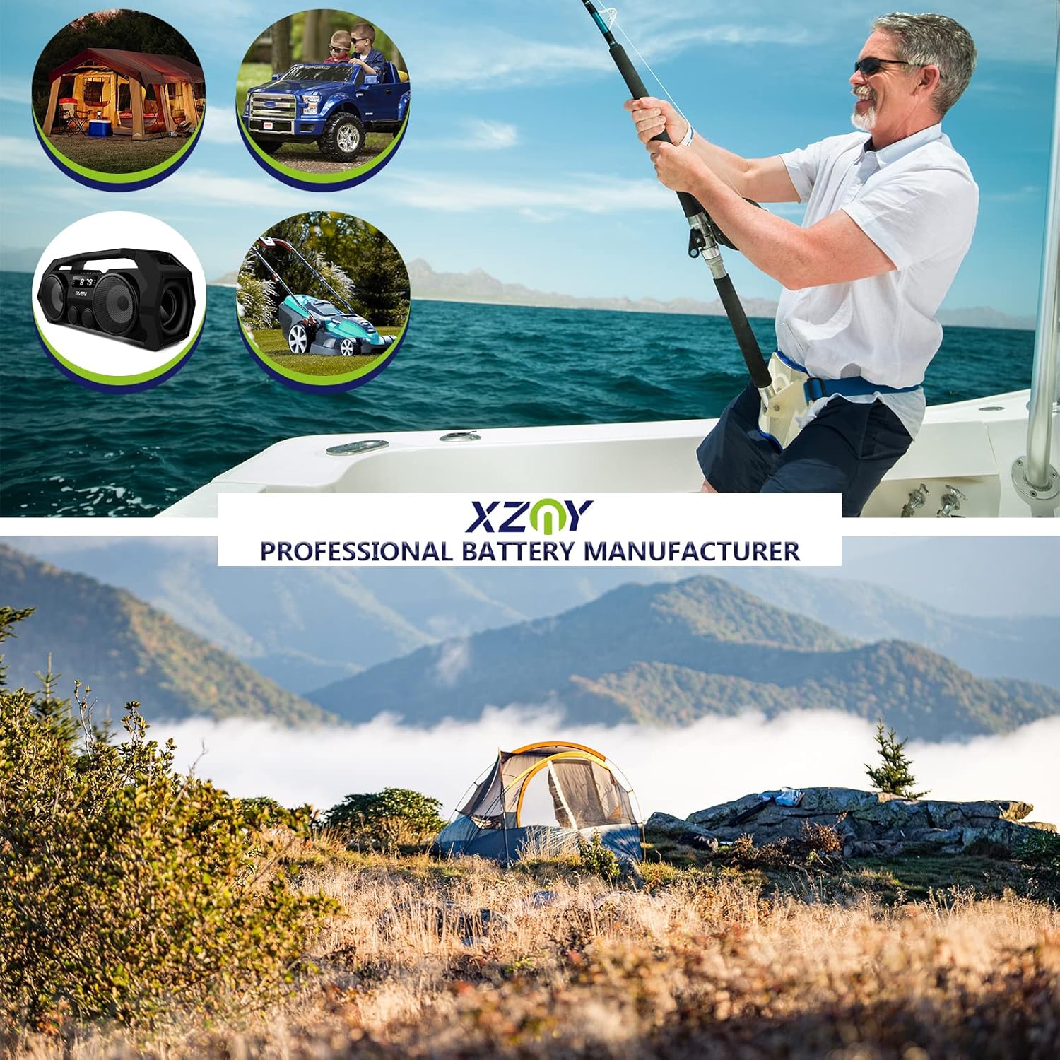 XZNY 12V 100Ah Deep Cycle LiFePO4 Battery, 5000+ Cycles 12V Rechargeable Lithium Battery Built-in 120A BMS, 12V LiFePO4 Battery for Solar Home, RV, Camping, Fish Finder, Boat, Backup Power, Marine