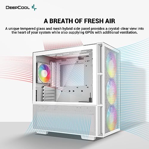 DeepCool CH560 PC Case High-Airflow 140mm PWM ARGB Fans Front Mid-Tower ATX PC Case Hybrid Mesh/Tempered Glass Side Panel 360mm Radiator Top/Front Support Gaming Case USB 3.0 Type-C I/O Panel